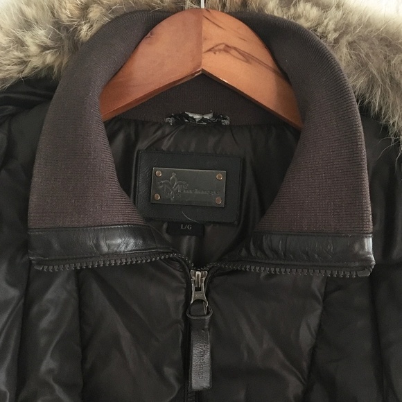 Mackage Women Adali Down Parka Coat Natural Fur Signature Collar Sz L Flaw - Picture 15 of 16